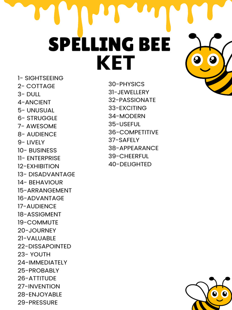 Spelling Bee Word List | PDF