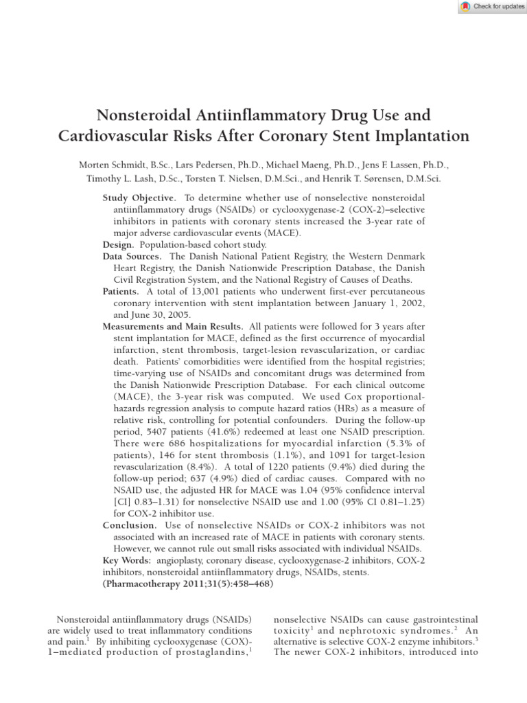 NSAIDs and Cardiovascular Risks Post-Stenting | PDF | Nonsteroidal Anti ...
