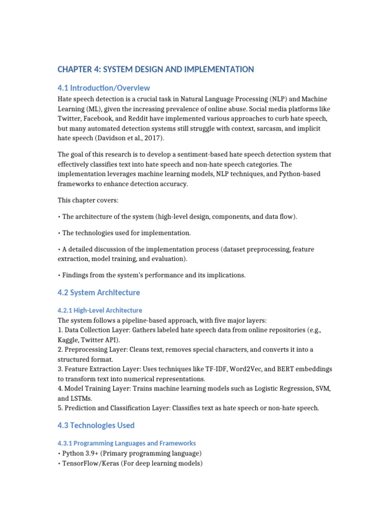 Hate Speech Detection System Design | PDF | Machine Learning ...