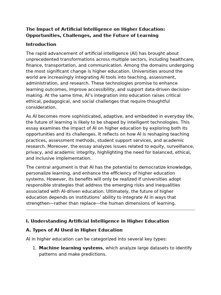 AI's Role in Transforming Higher Education | PDF | Artificial ...