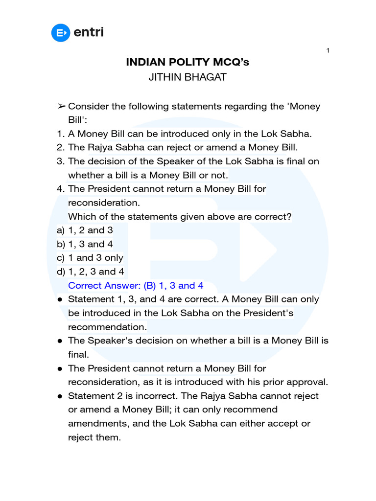 Indian Polity MCQs for Competitive Exams | PDF | Justice | Crime & Violence