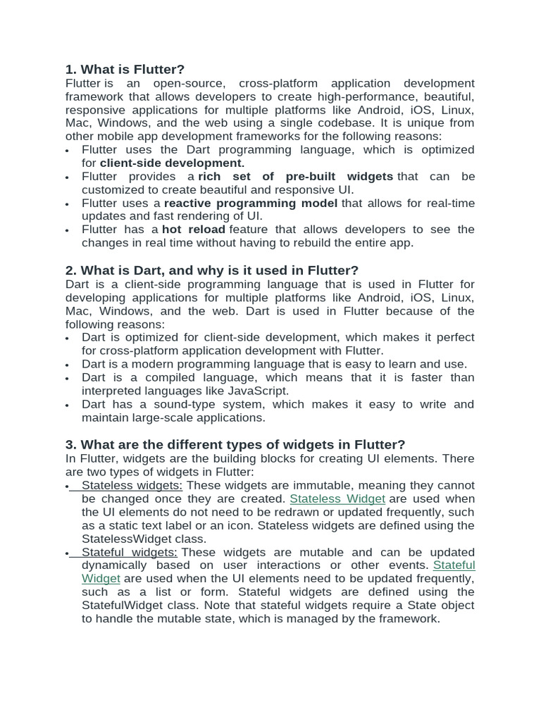 Flutter Viva Question | PDF | Cross Platform Software | Computer ...
