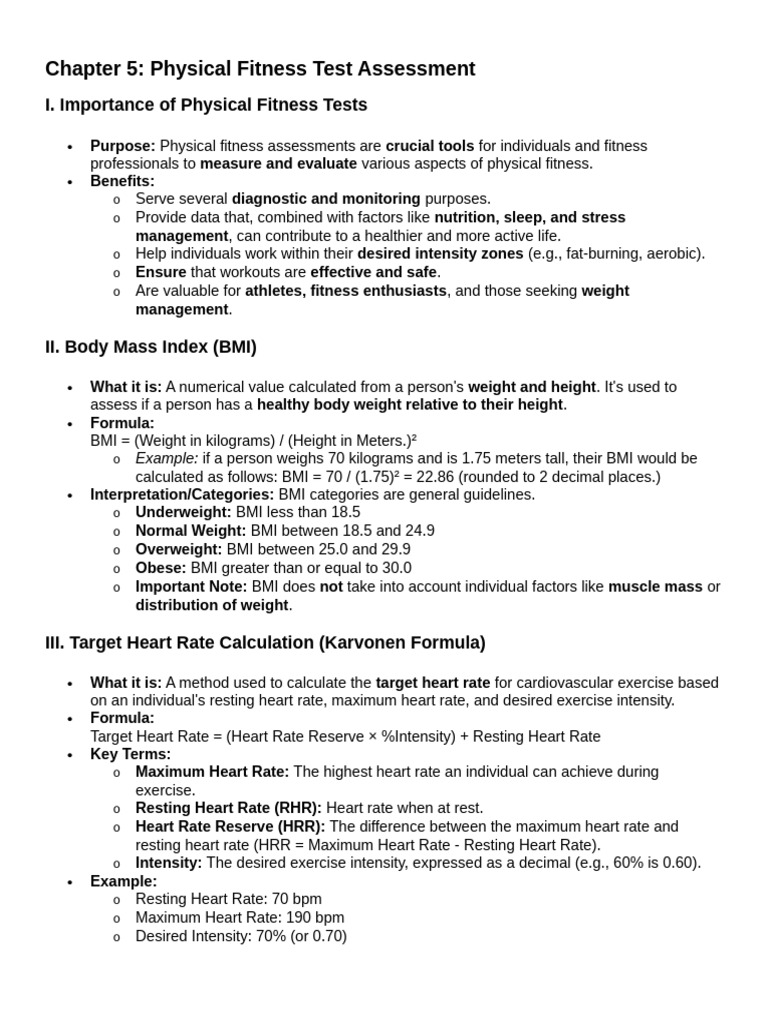 Physical Fitness Test Assessment Guide | PDF | Nutrients | Body Mass Index