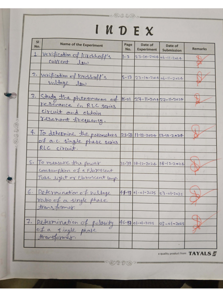 Electrical Practical File | PDF