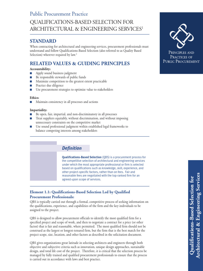 Qualifications-Based Selection Guide | PDF | Procurement | Evaluation