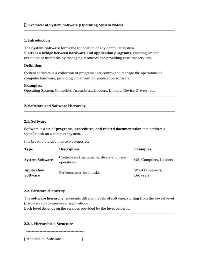 System Software Overview and Hierarchy | PDF | Operating System ...