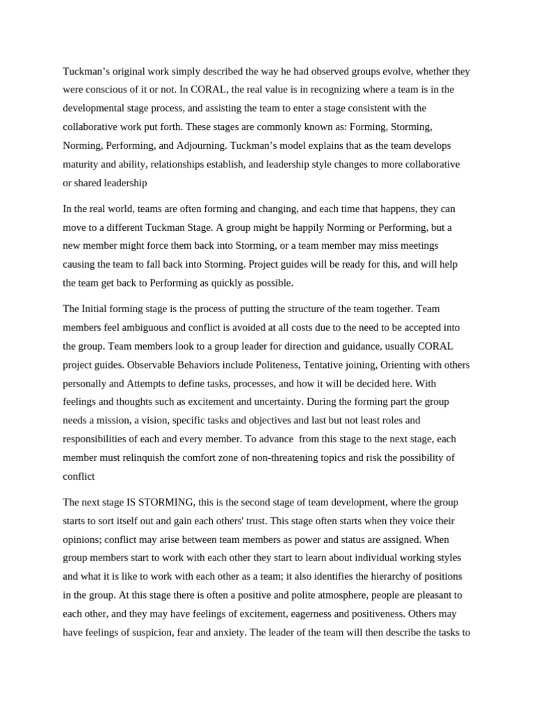 Understanding Tuckman's Team Stages | PDF | Leadership | Psychology