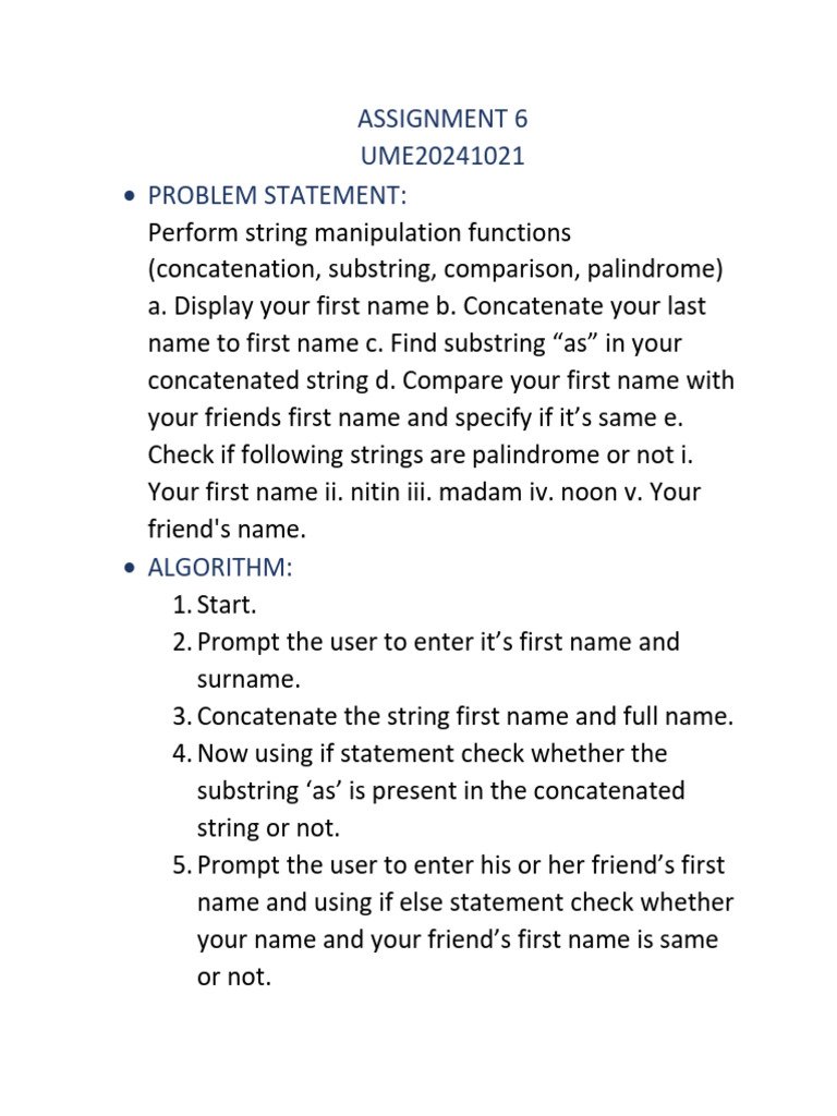 Ume20241021 6 PSP Assignment | PDF | String (Computer Science ...