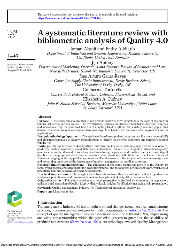 A Systematic Literature Review With Bibliometric Analysis of Quality 4. ...