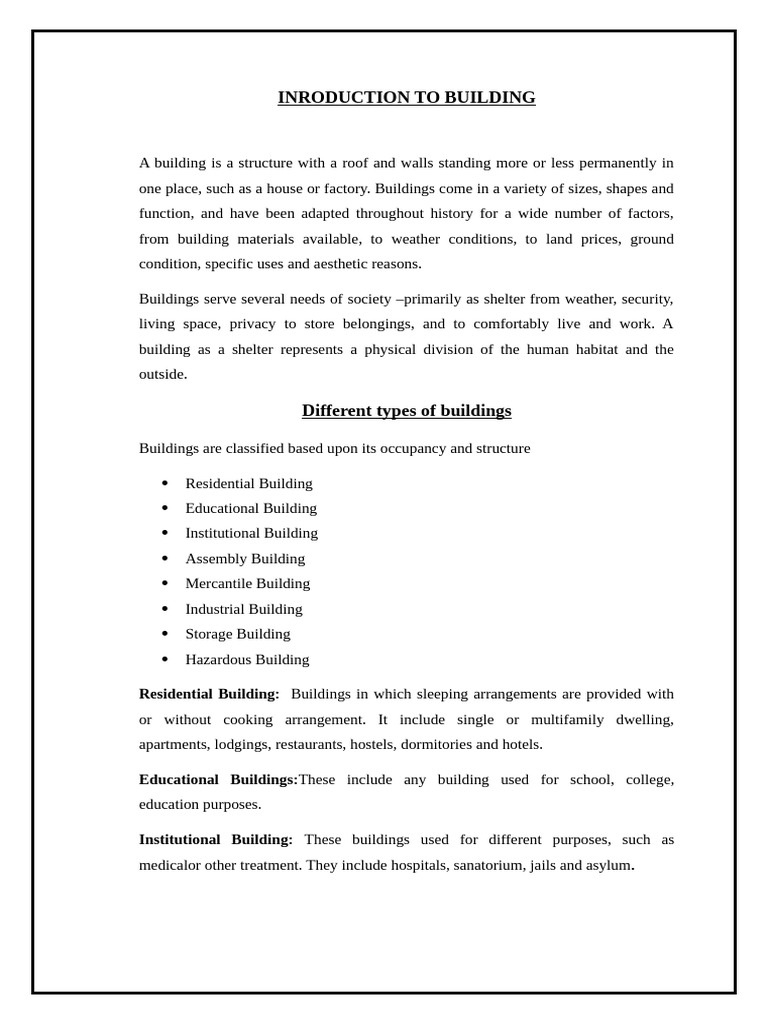 Building Types and Architectural Basics | PDF | Building | Foundation ...