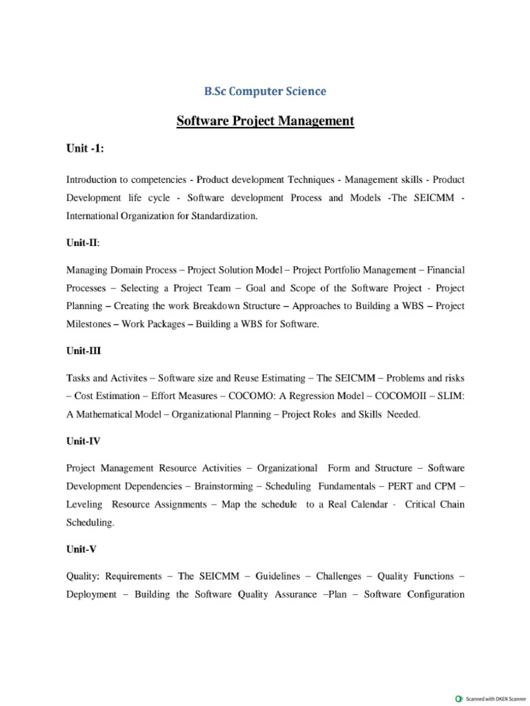 Software Project Management With 5 Units | PDF