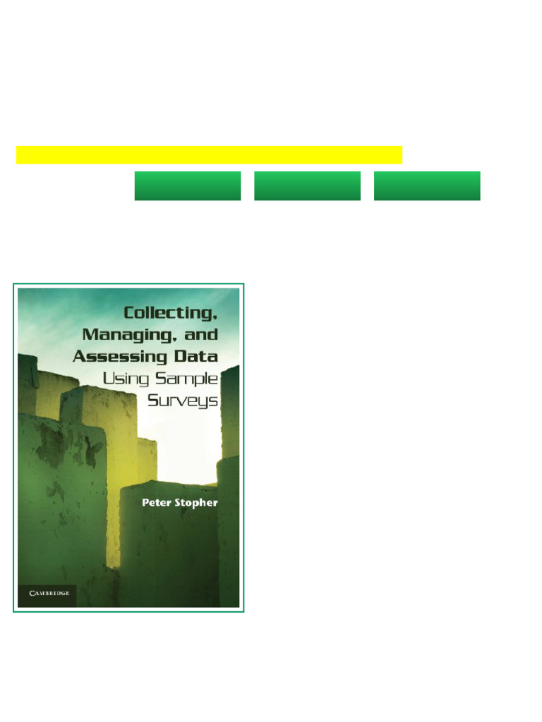 Collecting Managing and Assessing Data Using Sample Surveys 1st Edition ...