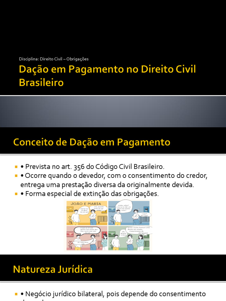 Dação em Pagamento no Direito Civil | PDF | Lei das Obrigações ...