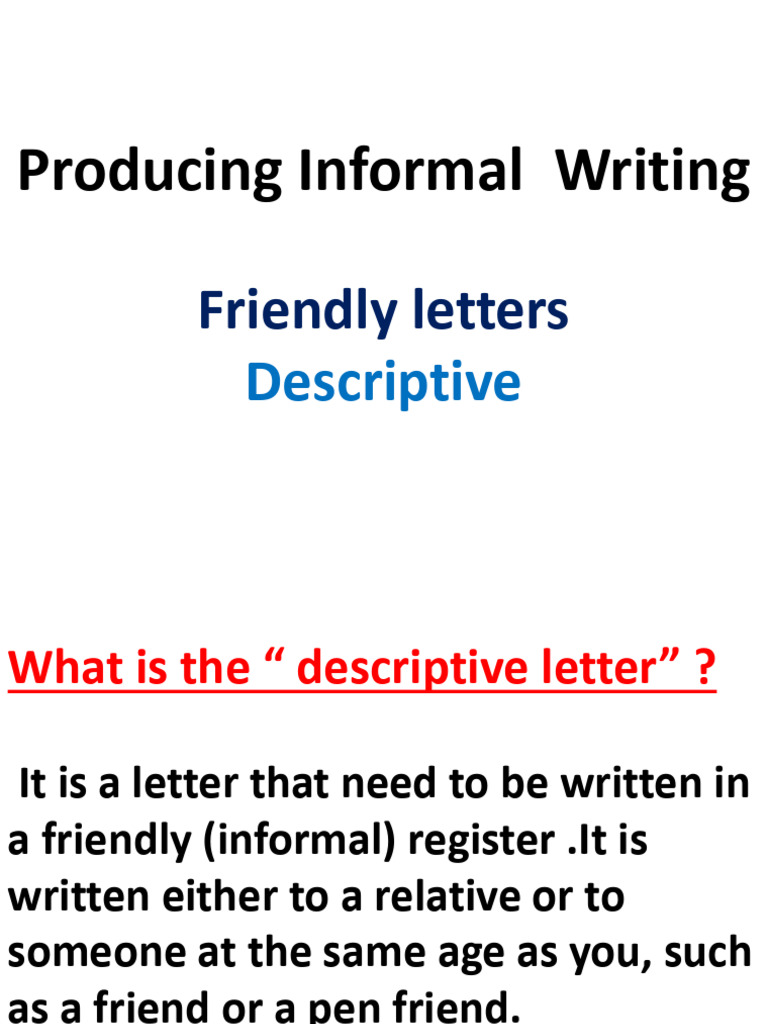 Friendly Descriptive Letter Example | PDF