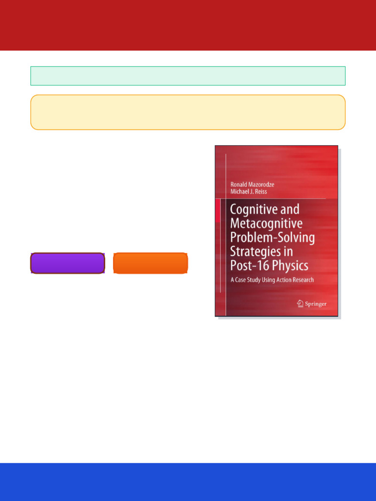 Cognitive and Metacognitive Problem Solving Strategies in Post 16 ...