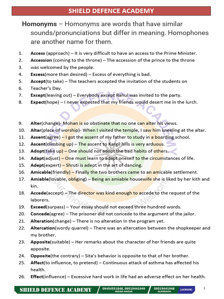 Understanding Homonyms and Their Meanings | PDF | Cost Of Living