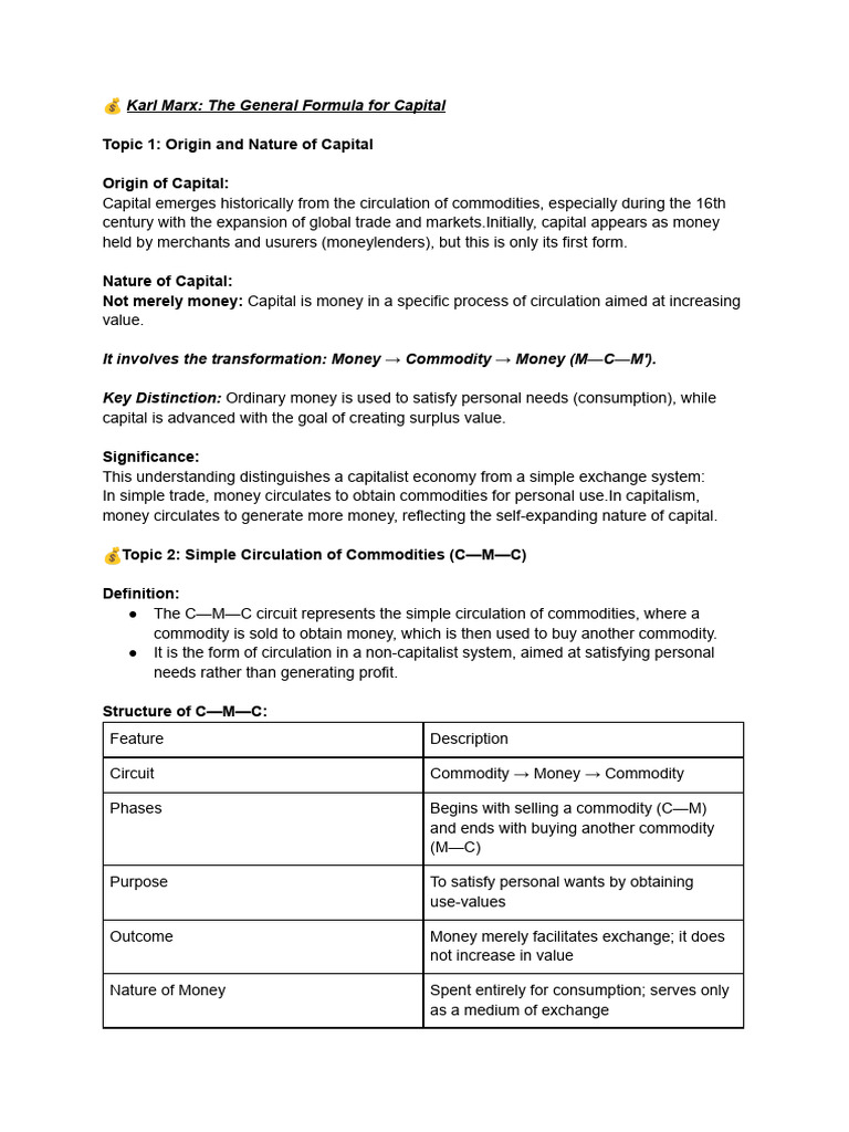 Karl Marx The General Formula For Capital | PDF | Value (Economics ...