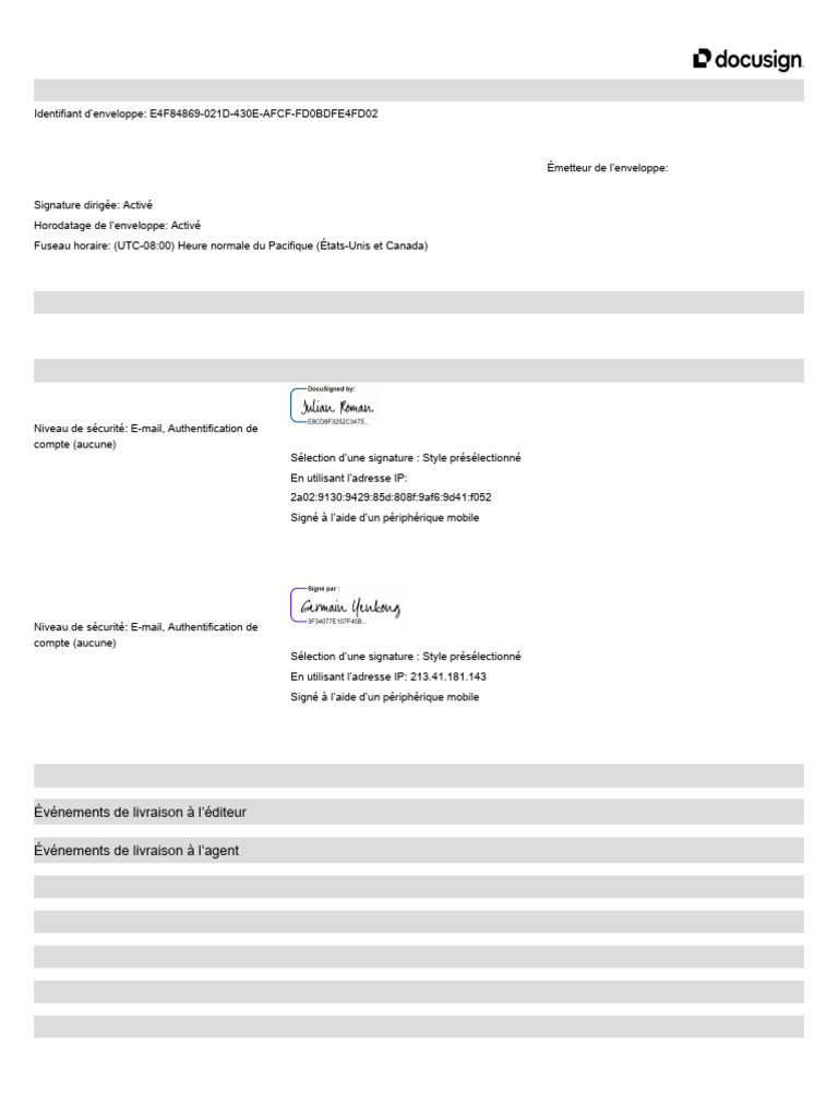 Certificat de réalisation DocuSign | PDF | Email Address
