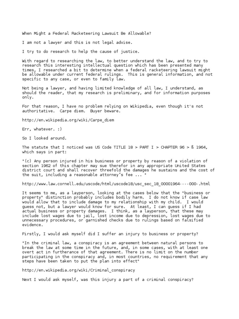 When Federal Racketeering Lawsuits Apply | PDF | Racketeer Influenced ...