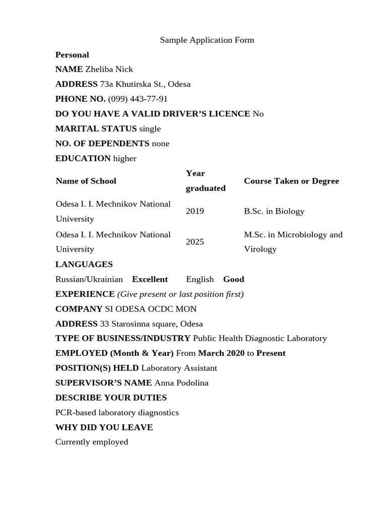 Application Form | PDF