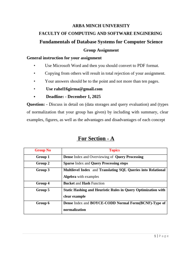 Group Assignment For DB CS - A | PDF
