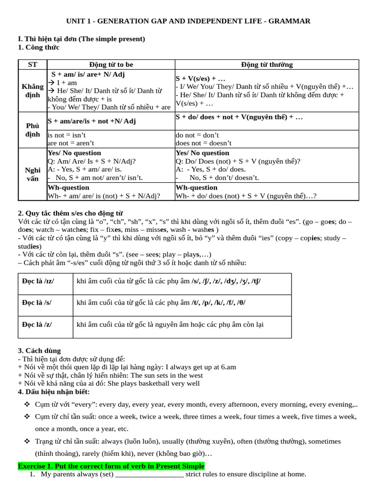 Unit 1 - Day 2 - Grammar | PDF