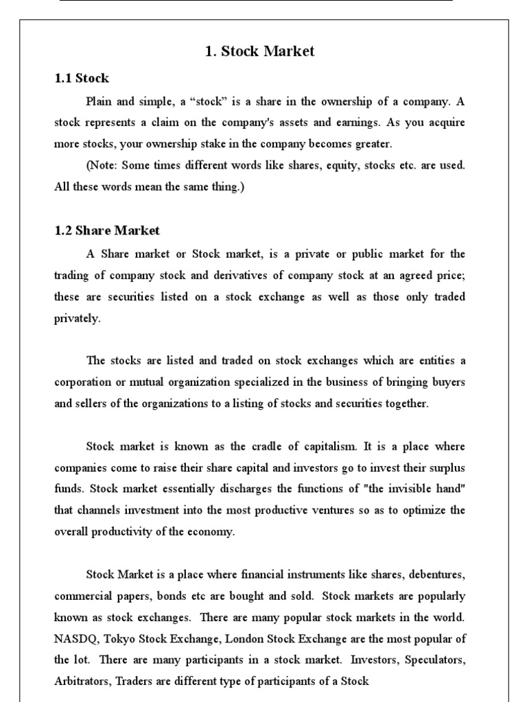 Basics of Stock Market | PDF | Stocks | Stock Market