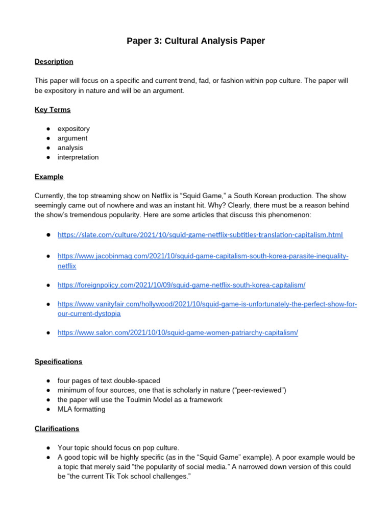 Paper 3 - Cultural Analysis Paper | PDF