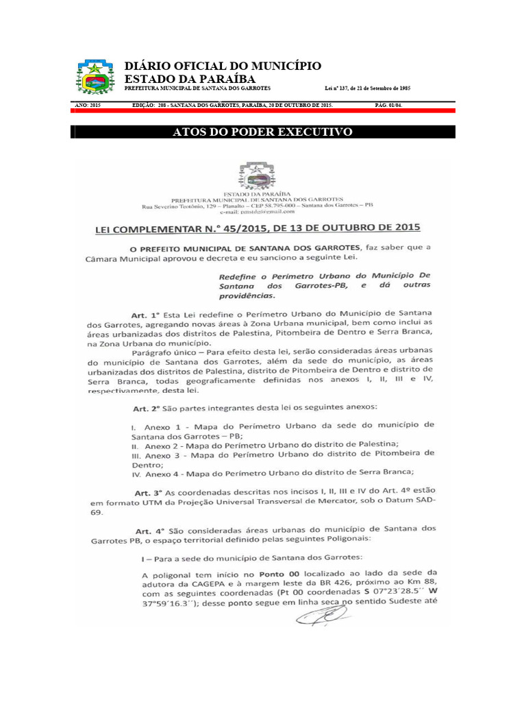 Atos do Poder Executivo - Santana dos Garrotes | PDF