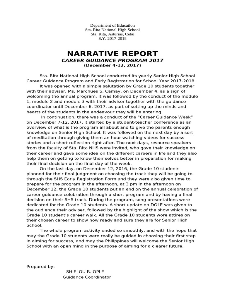 Career Guidance Narrative 2017 | PDF