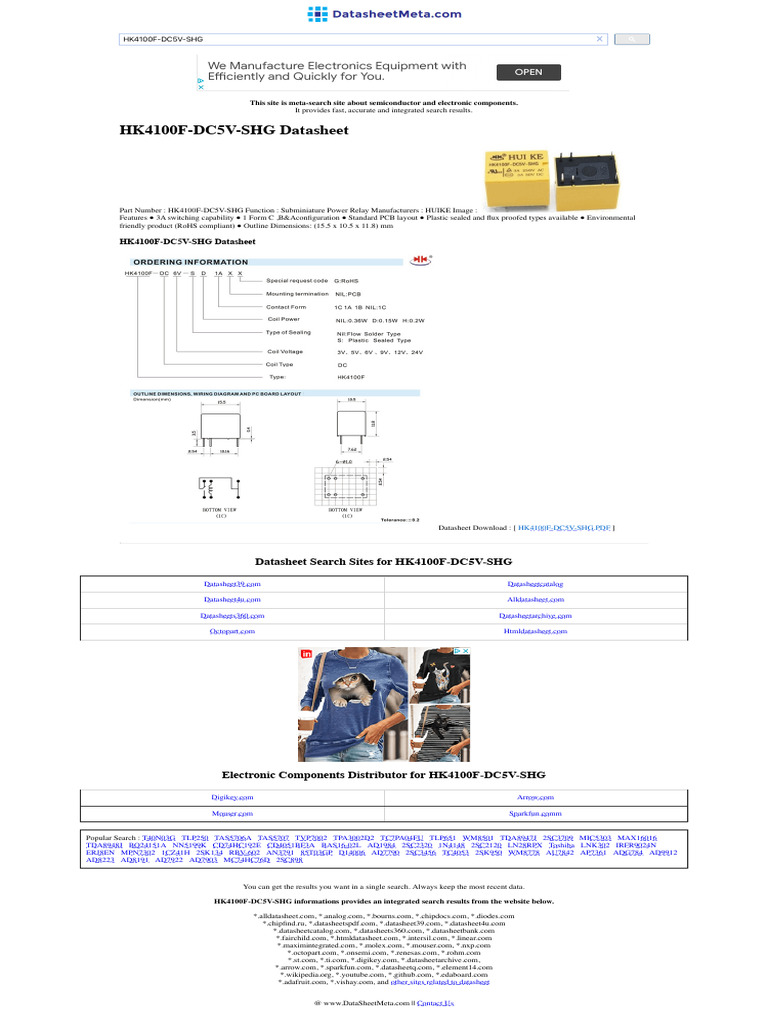 HK4100F DC5V SHG Electronic Components | PDF | Electronics