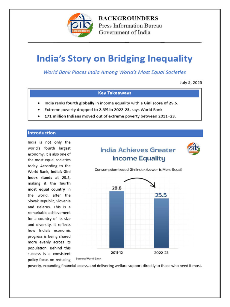 India's Gini Index: A Model of Equality | PDF | Gini Coefficient ...