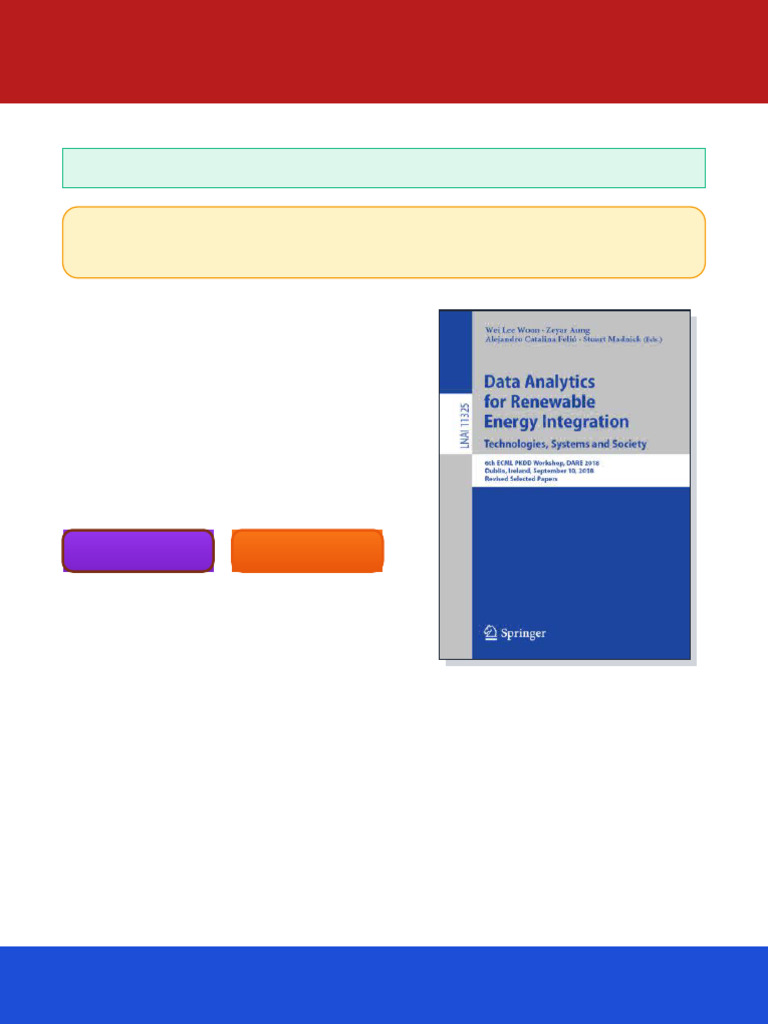 Data Analytics for Renewable Energy Integration Technologies Systems ...