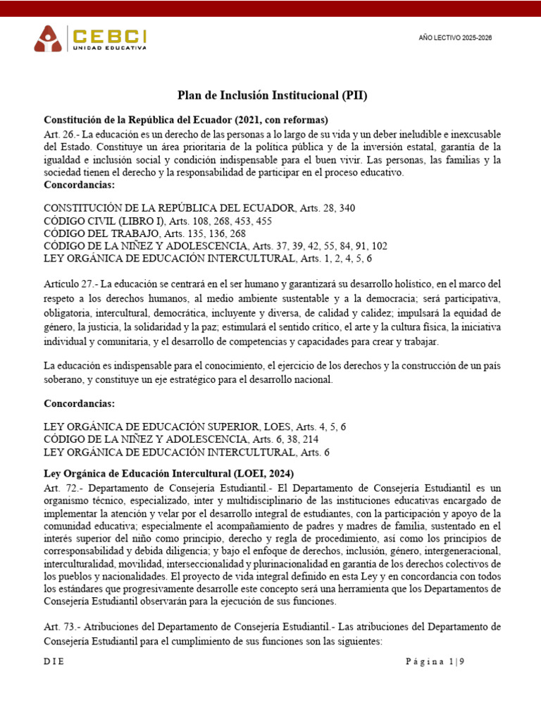 Plan de Inclusión Educativa 2025-2026 | PDF | Plan de estudios | Evaluación