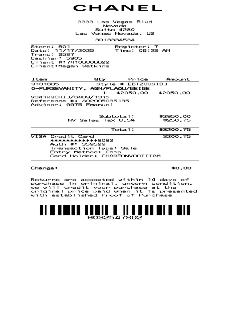 Chanel Receipt 5ceae013 682c 48c3 Abdb 292edade28da | PDF