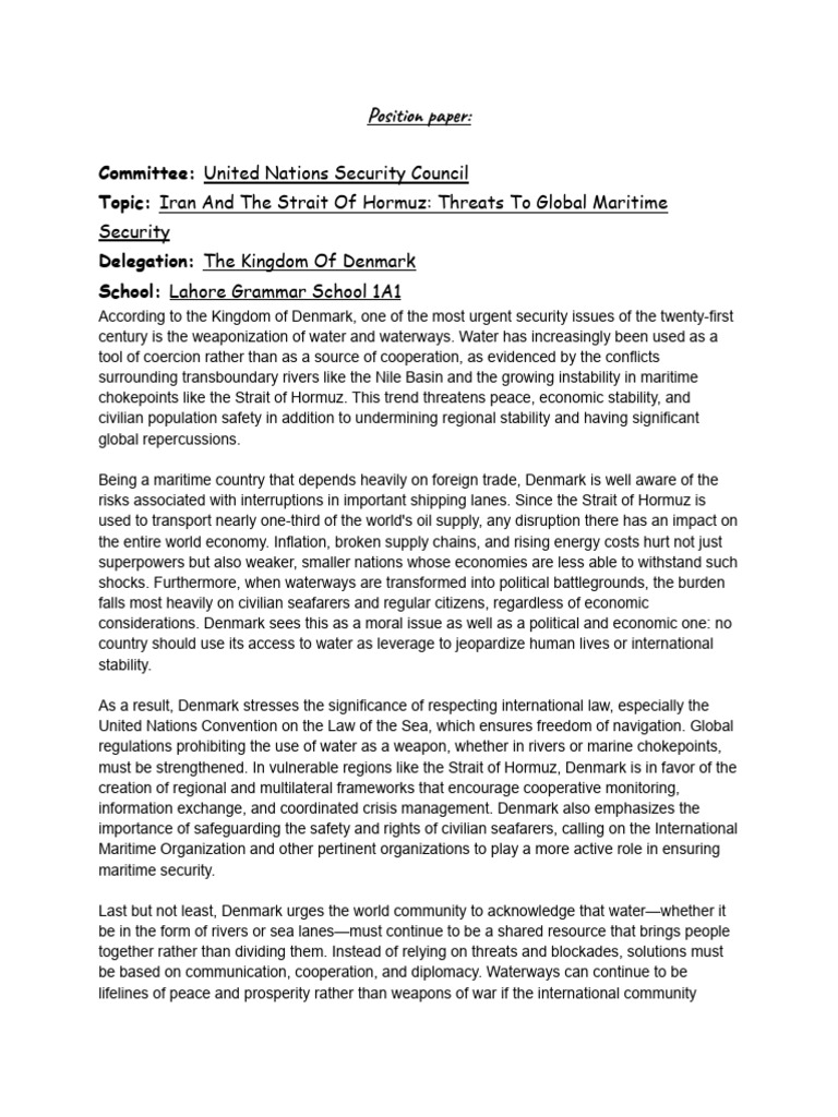 Denmark Unsc Position Paper | PDF | International Relations | Global ...