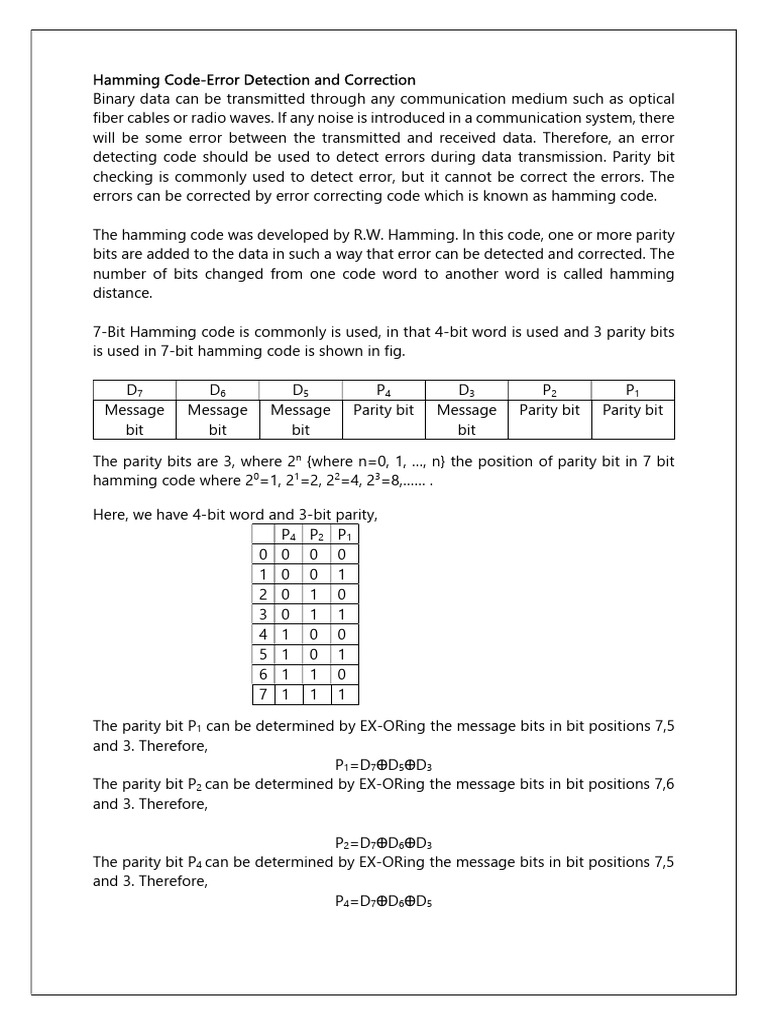 Hamming Code for Error Correction | PDF | Bit | Encodings
