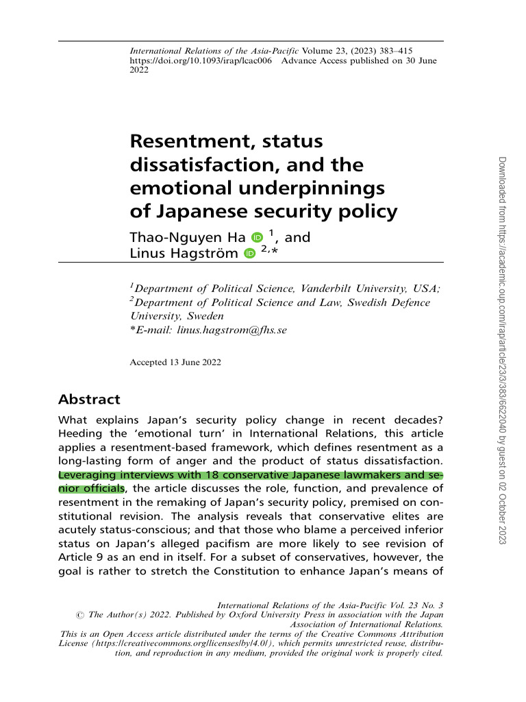 Ha and Hagstrom Resentment, Status Dissatisfaction, IRAP 2023 | PDF ...