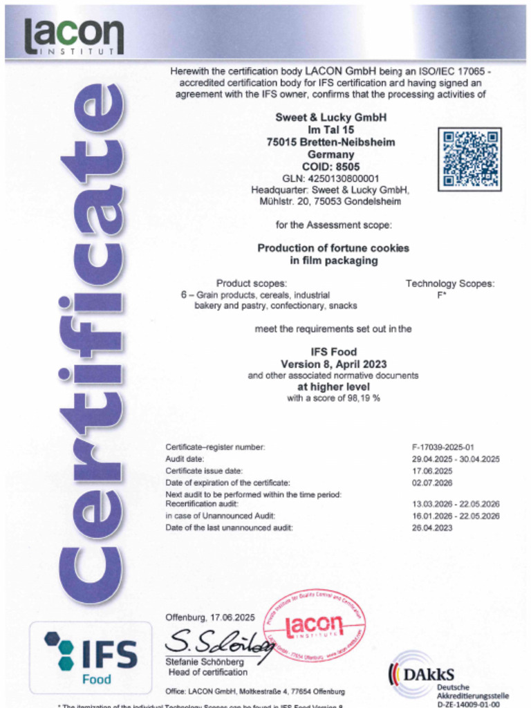 IFS Certificate | PDF