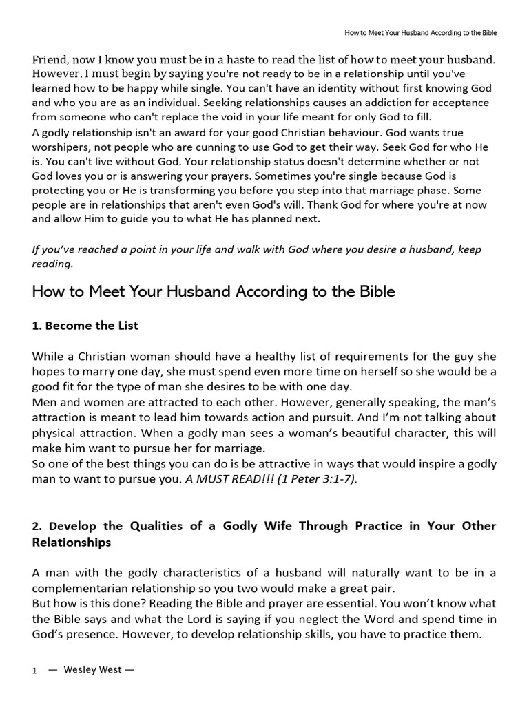 Biblical Guide to Finding Your Husband | PDF | Ruth (Biblical Figure) | God