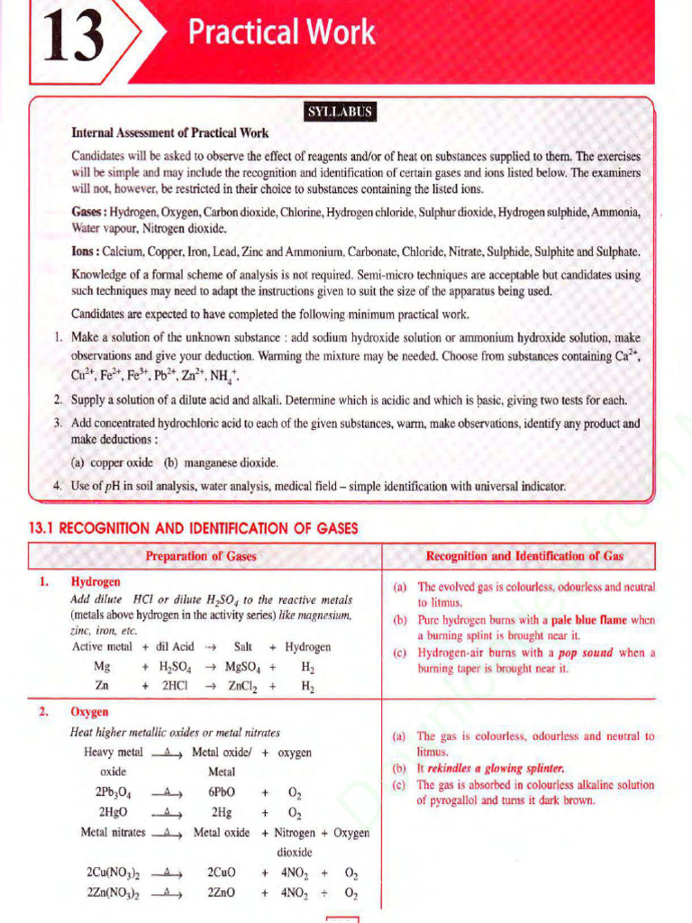 Class 10 Chemistry Chapter 13 Practical Work | PDF