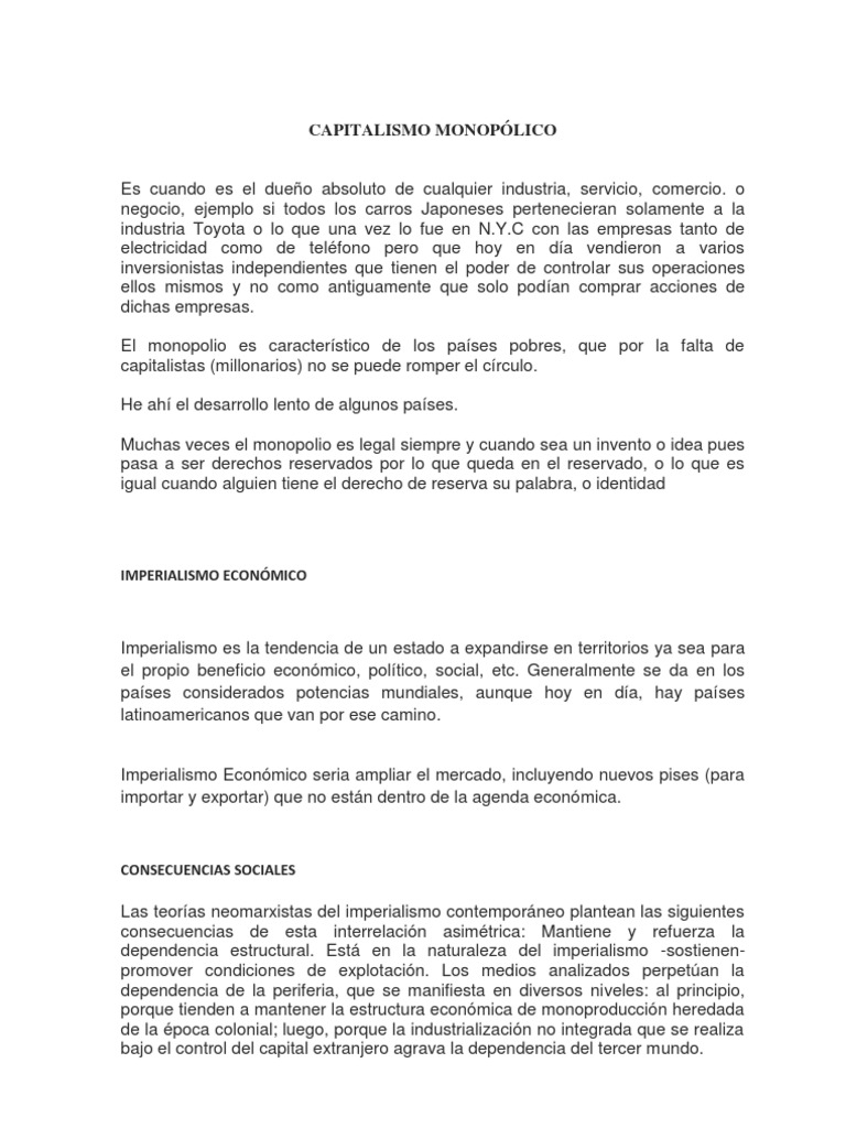 CAPITALISMO MONOPÓLICO