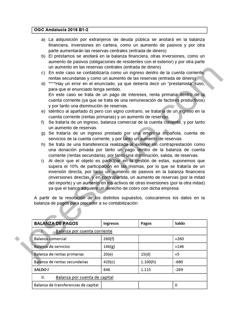 Análisis de la Balanza de Pagos en 2018 | PDF | Balance de pagos ...