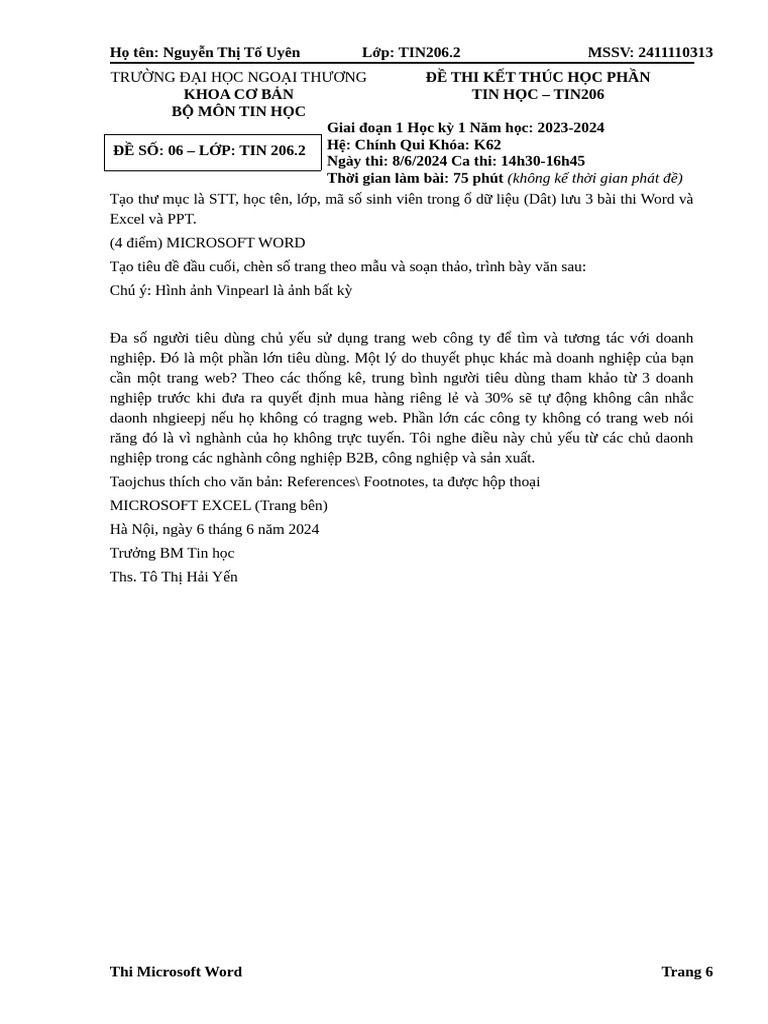 Bài Thi TH 1 | PDF