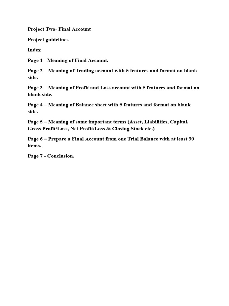Final Account Project Guideline | PDF