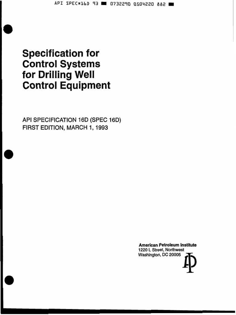 API Specification for Drilling Control Systems | PDF | Pipe (Fluid ...