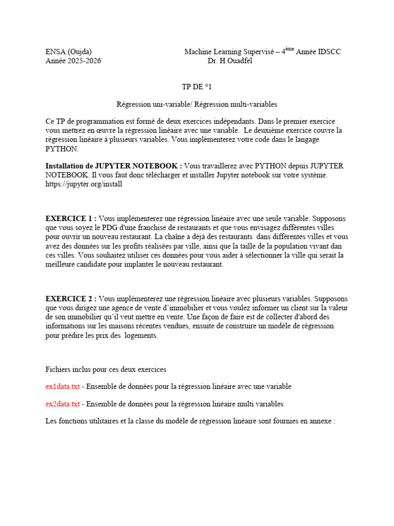 TP Régression Linéaire en Python | PDF