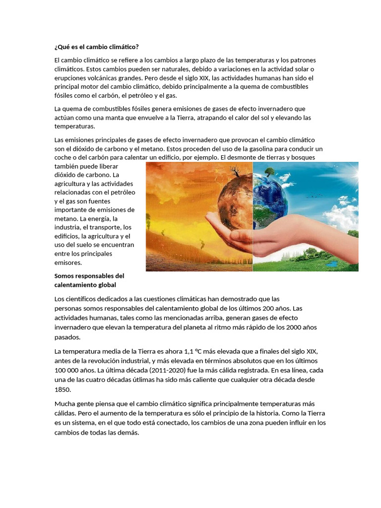 Impacto y soluciones del cambio climático | PDF | Gases de efecto ...