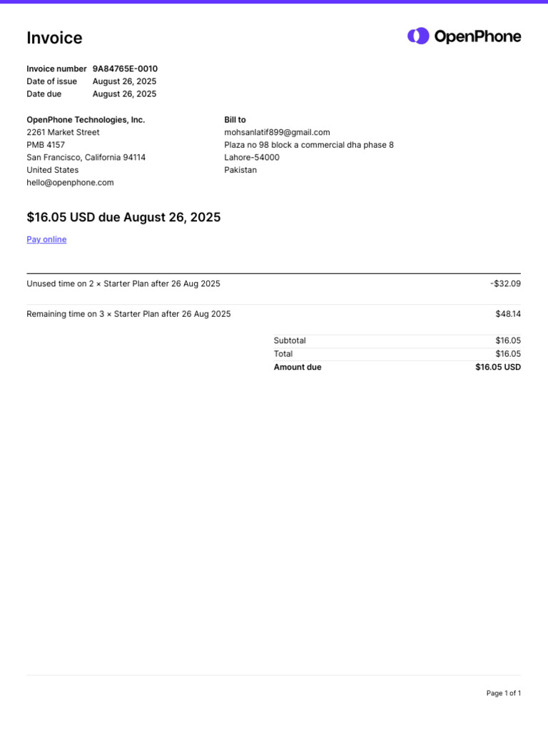Invoice 9A84765E 0010 | PDF