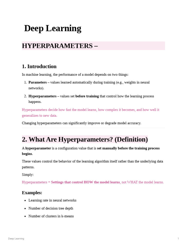 Understanding Hyperparameters in Deep Learning | PDF | Deep Learning ...